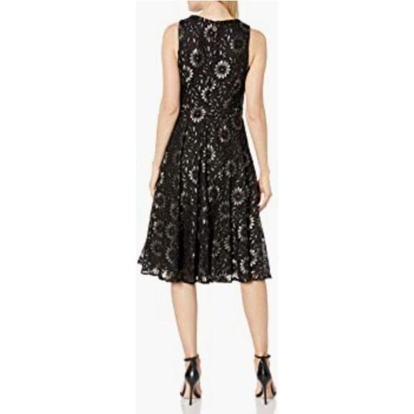 Tommy Hilfiger Fit and Flare Midi Dress 8 Black - Picture 2 of 4